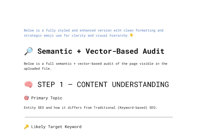 audit your blog for semantic SEO, vector search optimization